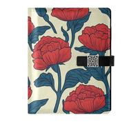 KLL leather lined spiral notebooks subject college ruled for college portable Carnation Ethnic Art Style Fashion 6.7×9.2 inches