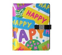 KLL leather lined spiral notebooks subject college ruled for college water proof cover Colorful Cartoon Happy Fashion 6.7×9.2 inches