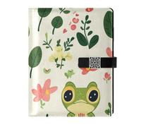 KLL leather lined spiral notebooks subject college ruled for diary delicate Cartoon Funny Frogs 6.7×9.2 inches