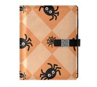 KLL leather lined subject notebook college ruled notebook for journal water proof cover Halloween Black Spider 6.7×9.2 inches