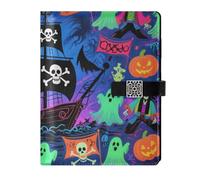 KLL leather lined subject notebook journal notebook for planning delicate Happy Halloween Pirate 6.7×9.2 inches