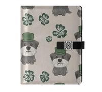 KLL leather lined subject notebook spiral notebook college for travelling water proof cover Cartoon Cute Gray St. Parikh's Dog 6.7×9.2 inches