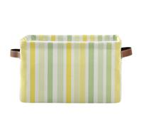 KLL Lemon Yellow Light Green Stripe Pattern storage baskets, and waterproof clothes storage basket with sturdy handle bag canvas canvas set of 2 for bathroom bathroom gift