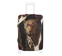 KLL Leopard Breaking Through The Rose Wall Elastic luggage cover protector Washable suitcase elastic cover luggage protectors Fit 18-32 Inch Luggage, leopard breaking through the rose wall, S 18-20 in