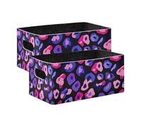 KLL Leopard Pattern Blue Purple foldable Felt storage box for cubby big durables fabric cube storage bins