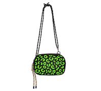KLL Leopard Pattern Neon Green Black Crossbody Wallet Purse Womens Fashion with Credit Card Slots Small Shoulder Bag Have a meal