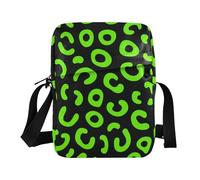 KLL Leopard Pattern Neon Green Black cute messenger bag Vegan Leather shoulder bag crossbody Shopping Ladies Shoulder Handbags