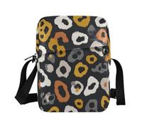 KLL Leopard Pattern Wild Animal Gray Yellow mens messenger bag Vegan Leather mens shoulder bag Casual Shoulder Handbag For Travel
