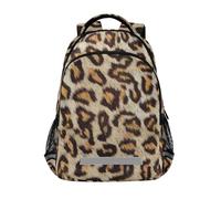 KLL Light Beige and Brown Leopard Fur personal backpack for kids with chest clip bookbags for childrens mochilas para la escuela