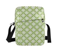 KLL Light Green Floral Pattern men's messenger bag Vegan Leather Small Crossbody Bag Women Casual Woman Handbag Shoulder Strap