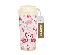 KLL Light Pink Flamingo Christmas Stainless Steel Travel Coffee Tumbler With Lids designed Togo Coffee Mug For Hot And Cold 17 oz Leak Proof