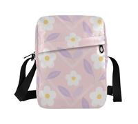 KLL Light Pink FLOWER messenger bag for women crossbody Vegan Leather over the shoulder bags for men Casual Shoulder Handbags For Women