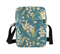 KLL Lily Of The Valley Turquoise Background messenger bag cute Vegan Leather mens shoulder bag Casual Lady Shoulder Handbags