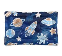 KLL Lovely Blue rocketing Planet Washable Dog Cat Bed Non-Slip Soft Comfortable Pet Mat for Medium/Large Dogs 36" x 24"