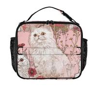KLL Lunch Bag Leakproof Lunch Boxes for Men Removable Shoulder Strap Insulated Tote Bag for School/Picnic Cartoon Cute White Selkirk Rex Cats