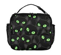 KLL Lunch Bags for Adults Lightweight Lunch Box for Teen Girls Removable Shoulder Strap Cooler Bags for School and Travel Cute Cartoon Black Cat Happy Halloween