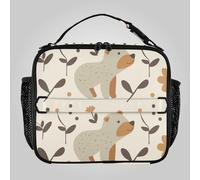 KLL Lunch Tote Bag Water Resistant Teen Lunch Box Removable Shoulder Strap Insulated Bags for Work & School Bohemian Cartoon Bear