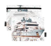 KLL Luxury Cruise Ship Binder Pockets Clear Pencil Bag for Three Rings Binder Pockets with 3 Holes for Children Ofhce Supplies