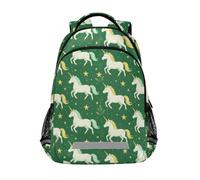 KLL Magical unicorns Dark Green Stars sports backpack for kids with chest strap bookbag for book bags teenage girls boys morral escolar para ni o