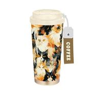 KLL Maine Cats Famliy Yellow Black Stainless Steel Coffee Cup Insulated With Lids designed Travel Mug For Hot And Cold 17 oz Spill Proof