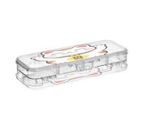 KLL Maneki-neko Lucky Cat Japanese Designed Plastic Pencil Box Clear | Double Layer Pens Hard Case,For Craft Art,With Snap And Lid