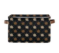 KLL Maple Leaf Brown Black storage baskets, folding and waterproof durables fabric cube storage baskets bins with sturdy handle stuff Decoracion set of 2 for nursery nursery toys