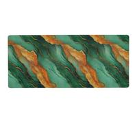KLL Marble Green Orange convenient Mouse Pad for laptop for rest smooth mousepads for desk 31.5 x 11.8in