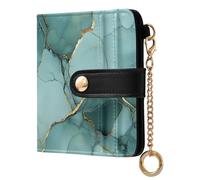 KLL Marble Grey Turquoise Ladies Slim Foldable Wallet Unique Premium PU Leather Wallet for Woman Girl