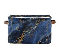 KLL Marble Texture Natural Luxury Navy Blue Gold Color storage baskets, foldable and waterproof decorative baskets with sturdy handle cubbies blankets blankets set of 2 for nursery nursery blanket