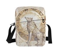 KLL Mechanical Cyber Style Wolf Music Notes Gold mens messenger bag Vegan Leather mens shoulder bags crossbody Travel Shoulder Hand Bag For Woman