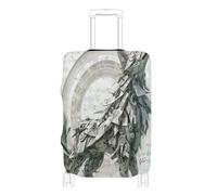 KLL Mechanical Style Cybernetic Music Notes Wolf Silver Elastic travel luggage cover protector Scratch-Resistant Fit covers for suitcases luggage protector Fit 18-32 Inch Luggage, Mechanical style