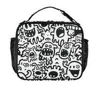KLL Mens Lunch Bag Leakproof Portable Lunch Box Adult with Handle Cooler Tote Bag for School/Picnic Doodle Monsters