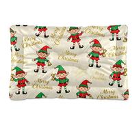 KLL Merry Christmas Cute Elf Washable Dog Cat Bed Non-Slip Soft Comfortable Cat Kennel Crate Pad for Medium/Large Dogs 24" x 18"