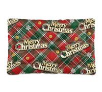 KLL Merry Christmas Red Santa Hat Washable Pet Mattress Soft Comfortable Anti-Slip Bottom Cat Kennel Crate Pad for Medium/Large Dogs 36" x 24"