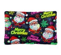 KLL Merry Christmas Santa Claus Washable Pet Sleeping Mat Soft Anti-Slip Kennel Pad for Large Jumbo Medium Small Dogs 36" x 24"
