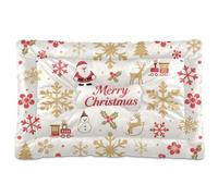 KLL Merry Christmas Snowflake Santa Red White Washable Pet Mattress Soft Anti-Slip Dog Crate Mat for Medium/Large Dogs 24" x 18"