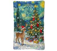 KLL Merry Christmas Starry Night Washable Pet Bed Mat Soft Anti-Slip Kennel Pad for Medium/Large Dogs 24" x 18"