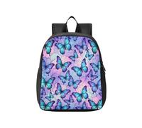 KLL mesh backpack for kids Butterflies Stained Glass Blue Purple