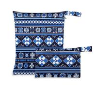 KLL mess-proof bag for cloth 2 Pack travel essentials for baby with handles for travel, pool (Bordered Flower Electric Blue)