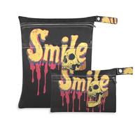 KLL mess-proof bags for baby 2 Pack wet bag for swimsuit with handles for gym, baby diapers (Drip Style Death Skull)