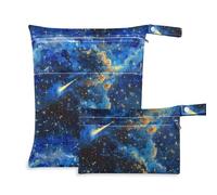KLL mess-proof water proof bags 2 Pack diaper bag essential items with handles for travel, daycare (The Starry Sky A Shooting Star Passing by)