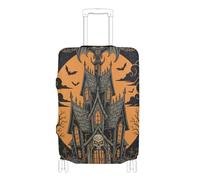 KLL Metal Gothic Halloween Haunted House Orange Black Elastic carry on luggage protector cover Dustproof suitcase cover travel essentials Fit 18-32 Inch Luggage, Metal Gothic Halloween Haunted House