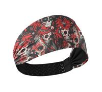 KLL Mexican Of The Dead White Skull Flowers Non-Slip? womens headbands Elastic sweat bands for Athletic Sports washing face Daily use