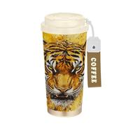 KLL Mighty Animal Realistic Style Yellow Stainless Steel Thermal Coffee Cup With Lid designed To Go Coffee Mug For Hot Cold Drinks 17 oz Spill Proof