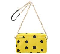 KLL Modern Black Rounds Dots Yellow Fashion Small Crossbody Bags For Women Vegan Leather Cross Body Purses Zip Ladies Shoulder Handbags