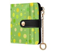 KLL Modern Rounds Dots Green Ladies Cute Foldable Wallet Cute Premium PU Leather Wallet for Woman Girl