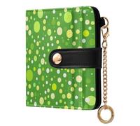 KLL Modern Rounds Dots Green Women's Compact Folding Wallet Portable PU Leather Folding Wallet for Women