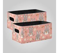 KLL Multi Cartoon Grey Rabbit Carrot White Daisy Flowers folding Felt clothes storage basket for bedroom accessories baskets for shelves
