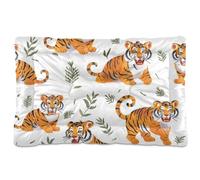 KLL Multi-Cartoon Tigers White Washable Pet Sleeping Mat Soft Comfortable Anti-Slip Bottom Pet Bed for Large Jumbo Medium Small Dogs 24" x 18"