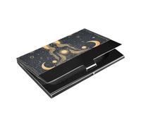 KLL Muse Moon Godness Boho Ultra-Thin Business Card Holder Organizer with Leather and Stainless Steel Small Card Holder for Business Meeting Use tarjetero para Hombres